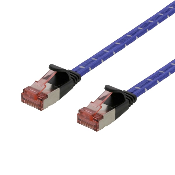 DELTACO Tough Flat CAT.6A U/FTP Patch Cable, 28AWG, 2m, blue