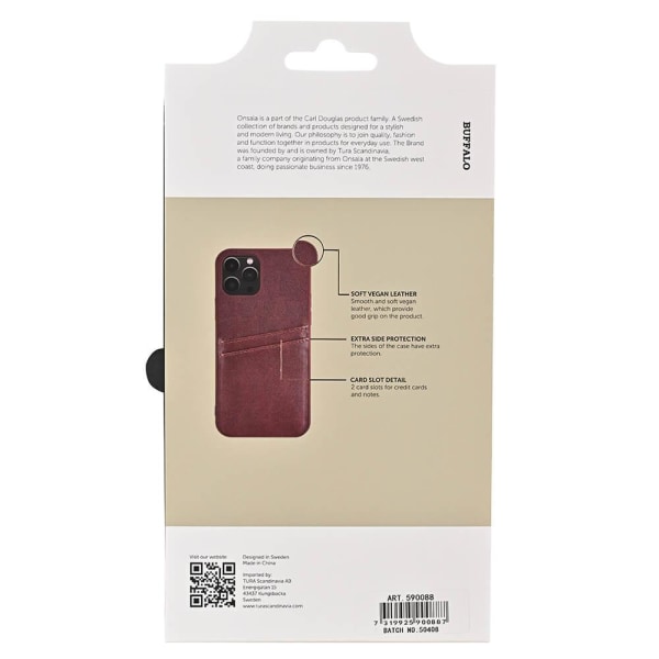 BUFFALO Backcover PU 2 card iPhone 12/12 Pro Brown Brun