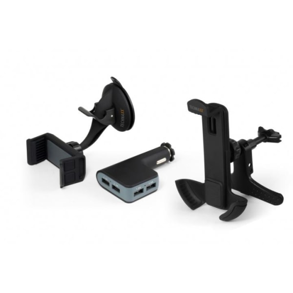 Technaxx Bilhållare för smartphones + Billaddare med 4x USB-port