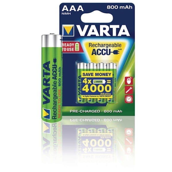 Varta Batteri NiMH AAA/LR03 1.2 V 800 mAh R2U 4-pack
