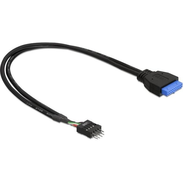 DeLOCK intern kabel för USB 3.0, IDC20 ho - IDC10 ha, 0,3m, svart (83095)