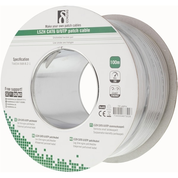 DELTACO UTP patchkabel, LSZH, Cat6, 100m (TP-48PH)