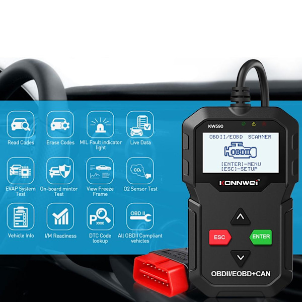 KONNWEI KW590 OBD2 Felkodsläsare/Diagnostikverktyg för bil