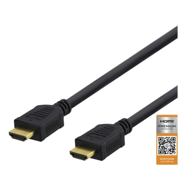 DELTACO High-Speed Premium HDMI cable, 1m, Ethernet, 4K UHD, bla