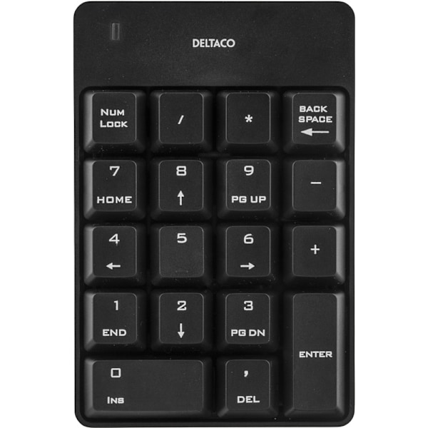 DELTACO langaton numeronäppäimistö, USB, 10m kantama, musta