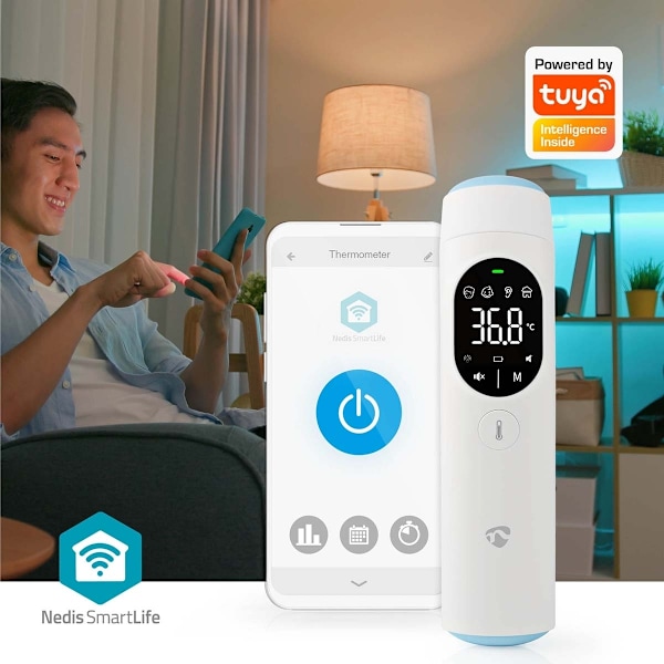 Nedis SmartLife Infraröd Termometer | LED Display | Öra / Pannan | Vit