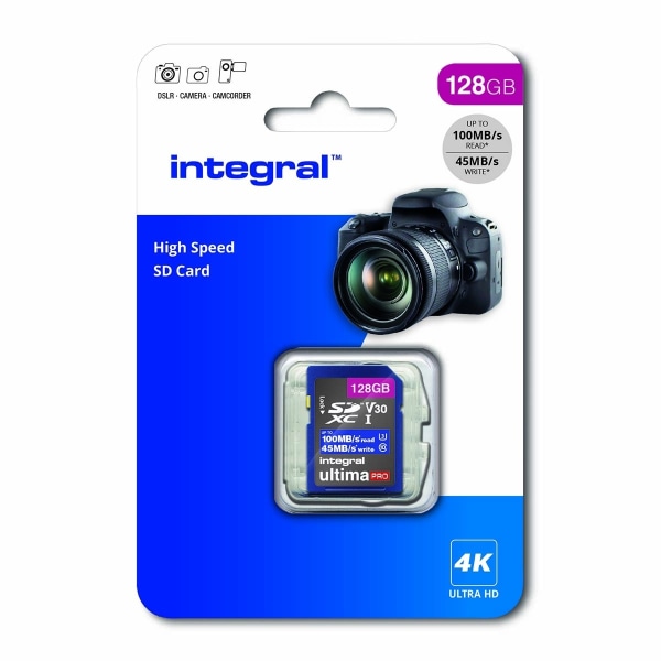 INTEGRAL High Speed SDHC/XC V30 UHS-I U3 128 GB SD-minneskort