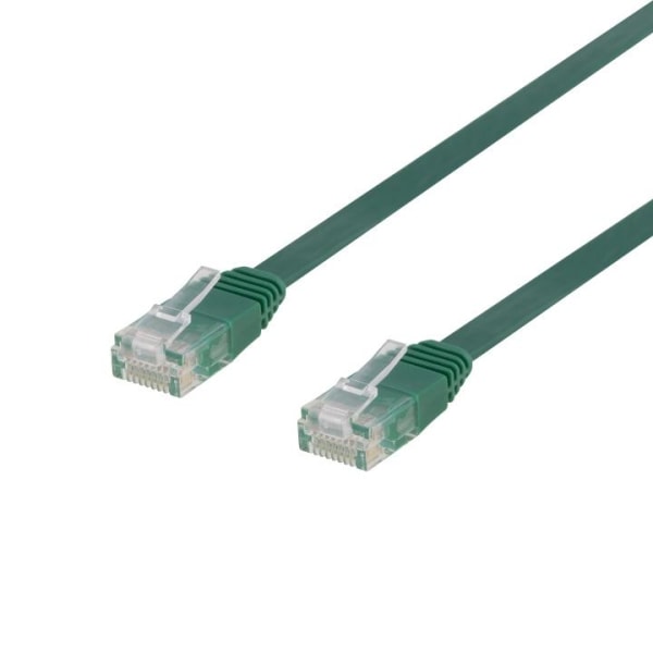 Deltaco U/UTP Cat6 patch cable, flat, 0.5m, 250MHz, green