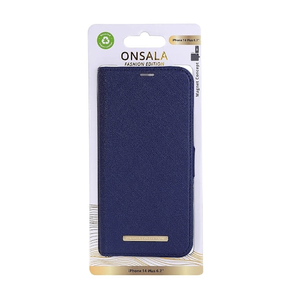 Onsala Wallet Eco Navy Blue iPhone 14 Plus Blå