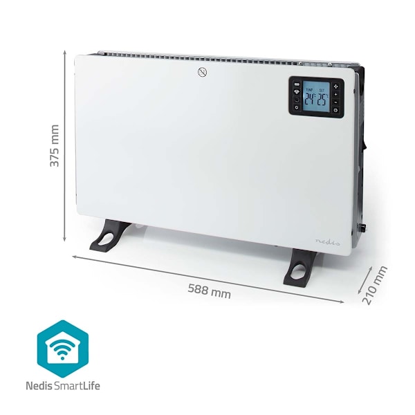 Nedis SmartLife Konvektion Värmare | Wi-Fi | 2000 W | 3 Värmeinställningar | LCD | 5 - 37 °C | Justerbar termostat | Vit