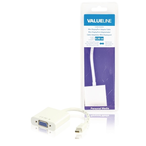 Valueline Mini DisplayPort Kaapeli Mini DisplayPort Uros - VGA Naaras 0.20 m Valkoinen