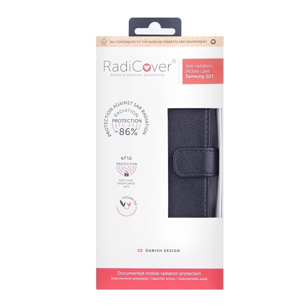 RADICOVER Strålningsskydd Mobilfodral PU Samsung  S21/S30 Flipcover Svart 3-Led RFID Svart