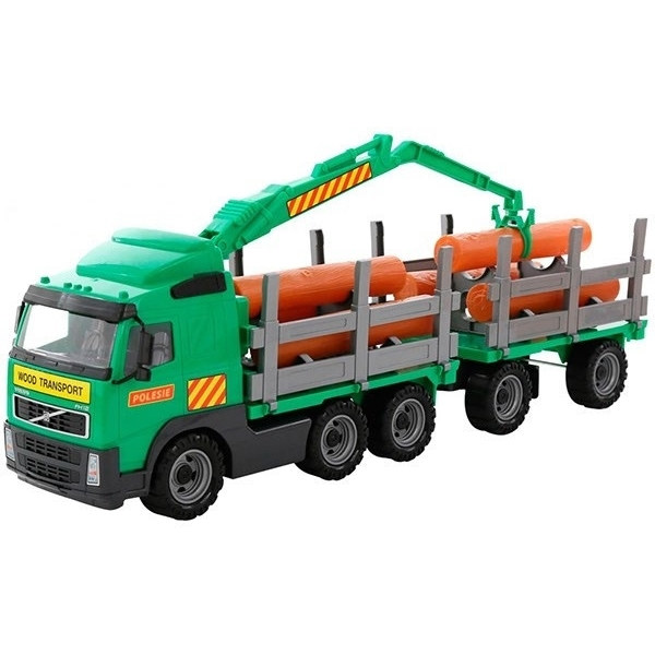 Volvo Lastbil med Timmer, Kran och Släp 775x190x255mm