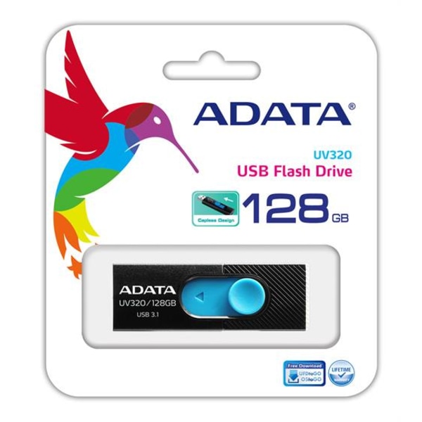 ADATA UV320 USB-muisti, 128GB, USB 3.1, musta/sininen