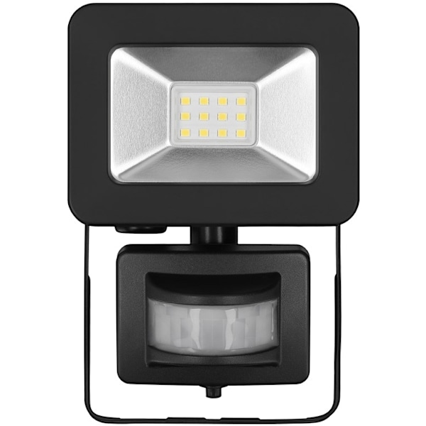 Goobay LED-strålkastare för utomhusbruk, 10 W, med rörelsedetektor med 850 lm, neutralt vitt ljus (4000 K), PIR-sensor med ON/OFF-funktion och M16 kab