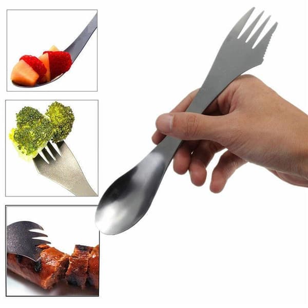 3 i 1 Multverktygi Gaffel Kniv Sked Jakt