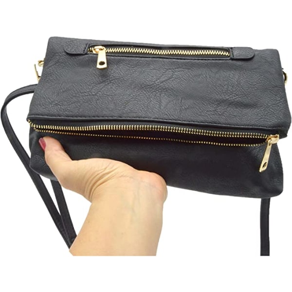 Liten svart axelväska för kvinnor väska plånbok Crossbody rem 93e1 | Fyndiq