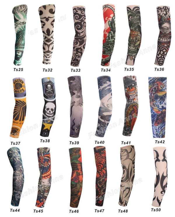 6 Pack Fake Temporary Tattoo Nylon Arm Ärm Sleeve Tatuering