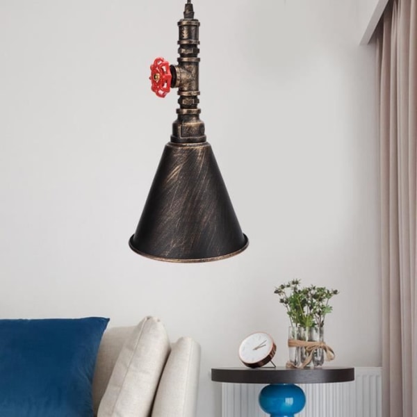 HURRISE Vintage taklampa Vintage industriell järnkonst E27 LED taklampa för cafébar 100-240V (rostguld)