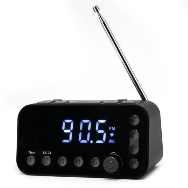 HURRISE FM-klockradio Dubbel USB-snabbladdning, snooze-funktion, insomningstimer, videoljudklockradio