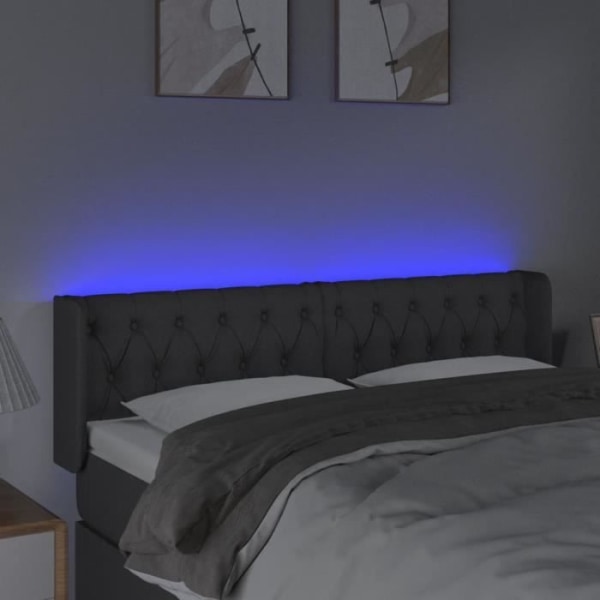 LED sänggavel Mörkgrå 147x16x78/88 cm Tyg - FDIT - Klassisk - Tidlös