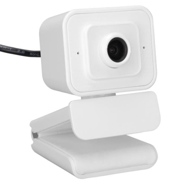 HURRISE webbkamera 1080P vit webbkamera Högupplöst 1080P 30fps 360° rotation USB-webbkameradator för livestreaming