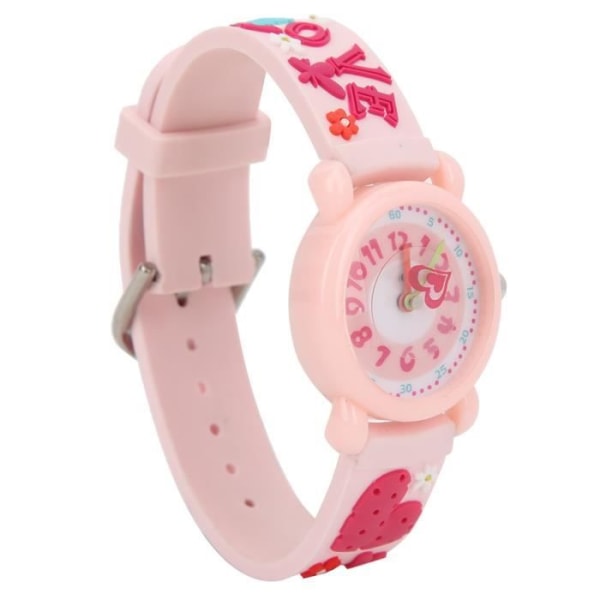 CEN Tecknad armbandsur PVC vattentät kvartsklocka för pojkar, flickor (rosa)