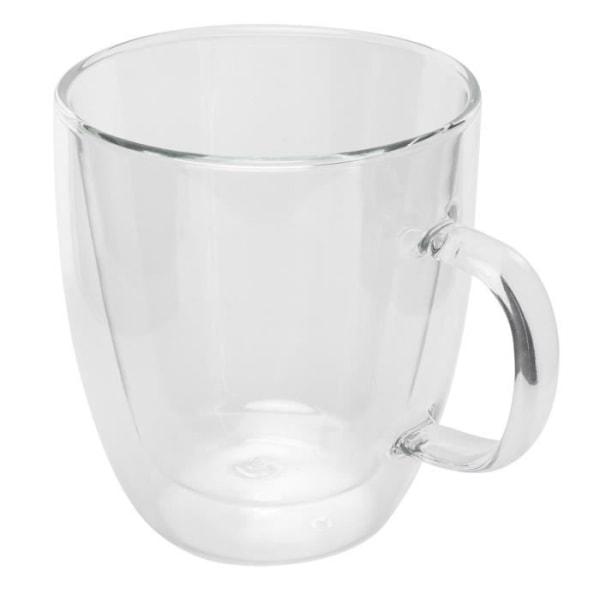 HURRISE glasögon dubbelväggmugg med handtag Klart glas kaffemugg för varmt och kallt mjölkte (250ml)