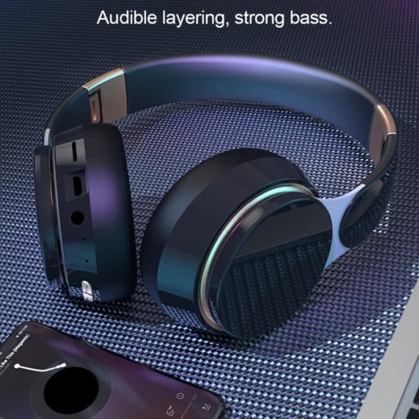 Tbest Bluetooth-headset Bluetooth 5.0-hörlurar trådlöst över örat stereoheadset med mikrofon-spelheadset (svart)