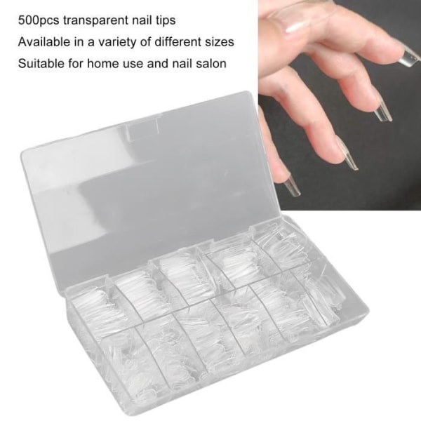 HURRISE Nagelspets 500 st Nagelspets Professionell Hemmasalong Bärbar DIY Transparent False Nails Set Tillbehör för kvinnor