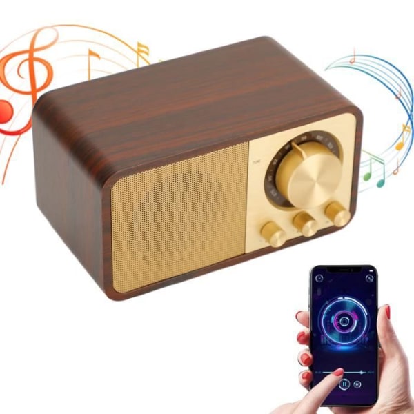 HURRISE Retro Bluetooth-högtalare i trä Retro Bluetooth-högtalare i trä, vintage-minihögtalare utan videotillbehör