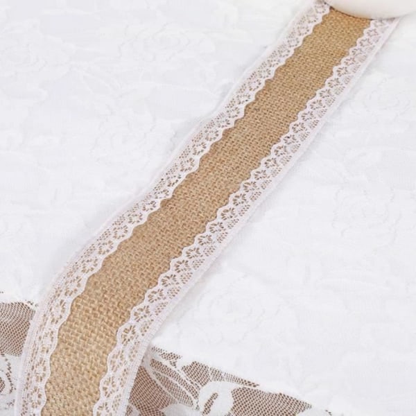 HURRISE Säckväv Bordslöpare Naturligt säckvävsband med vit spets Rustik bröllopsfesthantverk