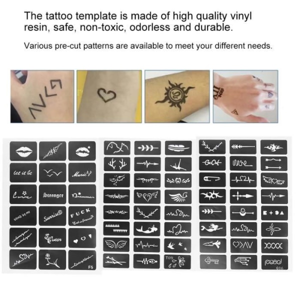 Tillfällig tatueringsmall, tatueringsstencil, för kroppskonst Vuxna Män Kvinnor