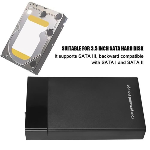 w3530 mobil diskhölje 3,5 tums extern hårddiskhölje USB 3.0 (100-240V) (EU-kontakt) datorbox