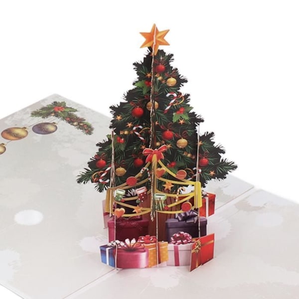 LIX-ZJCHAO julkort 3D julkort Utsökt julgransdesign 3D gratulationskort med gratulationskort papper