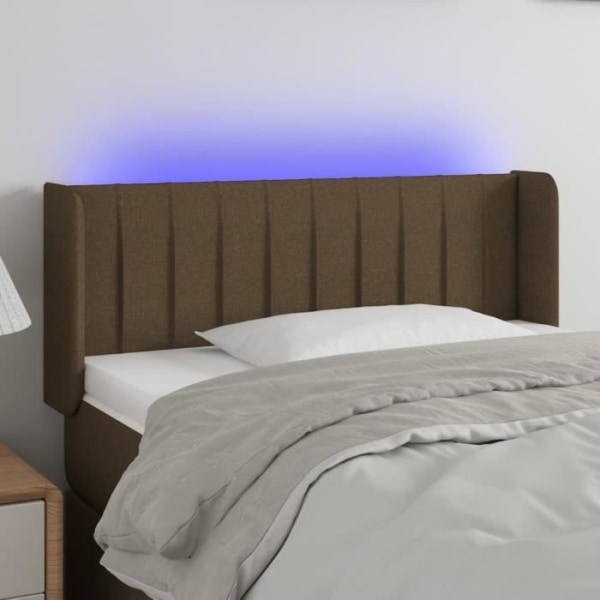 LED sänggavel - FDIT - Mörkbrun - 93x16x78/88 cm - Tyg
