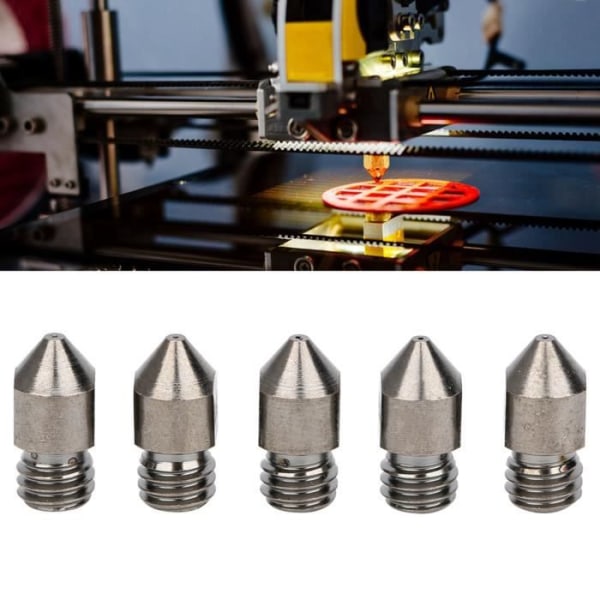 HURRISE 0 mm 5 st 3D-skrivarmunstyckessats för MK8 förbrukningsartiklar 1,75 mm härdat ståltillbehör 0,2-1,0 mm(0,2 mm)