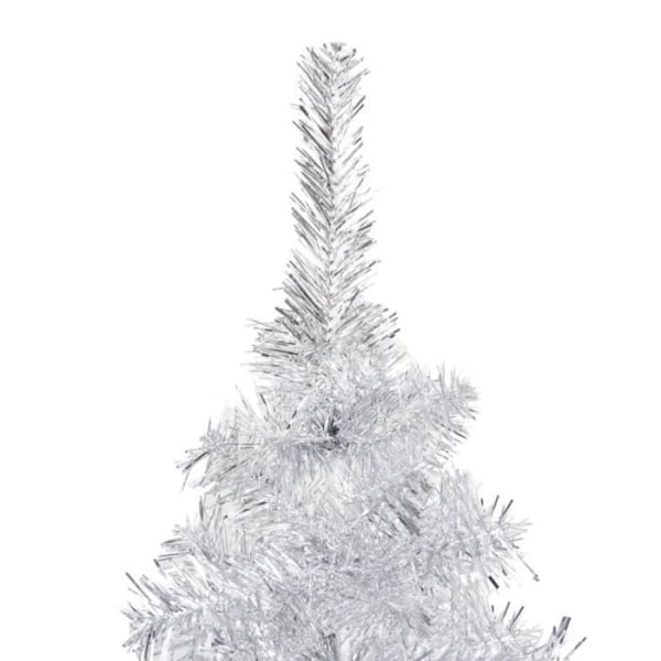 BEL-7029242382524-Konstgjord julgran med LED och grannlåt Silver 150 cm PET