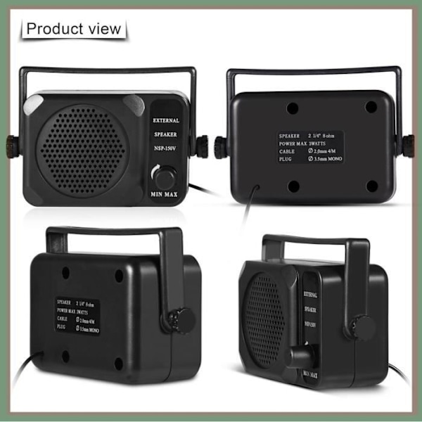 HURRISE Mini Compact Extern Högtalare för Icom Bilradio - ABS - 4m Kabel