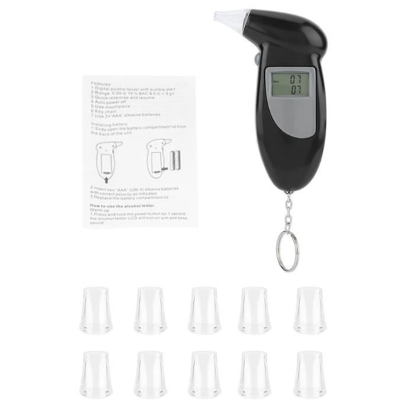 HURRISE Breath Alcohol Tester Digital LCD-skärm Alkohol Breath Tester Bärbar nyckelring Breath Analyzer 10st