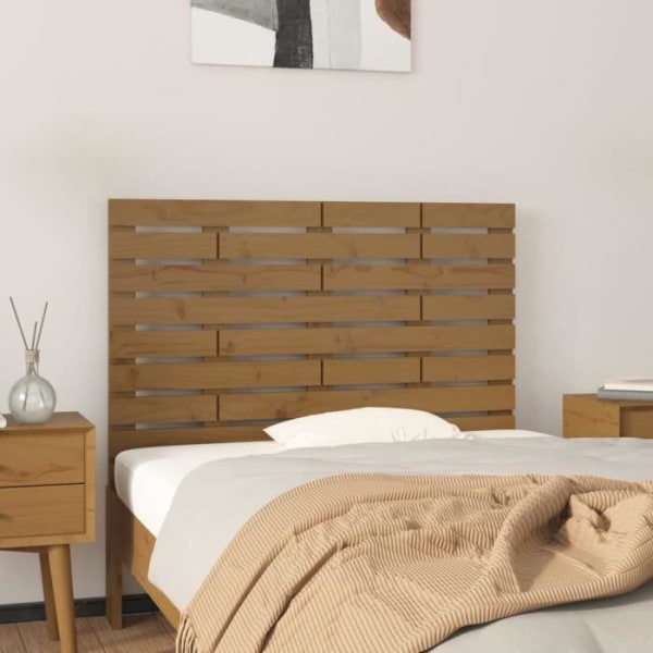 Vägghängd sänggavel i massiv furu - Honungsbrun - 96x3x63 cm - FDIT - Klassisk - Tidlös