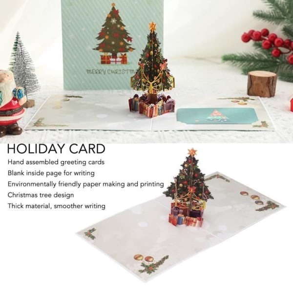 LIX-ZJCHAO julkort 3D julkort Utsökt julgransdesign 3D gratulationskort med gratulationskort papper