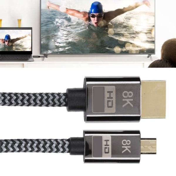 HURRISE Micro HDMI till HDMI-kabel Mikro HDMI till HDMI-konverteringskabel, HD-video, datornätkabel 1m/3.3ft