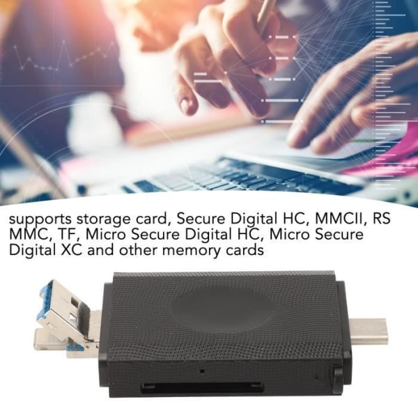 HURRISE Micro 3 in 1 USB C-kortläsare - Vit - OTG-stöd - Hög hastighet - 512 GB kapacitet