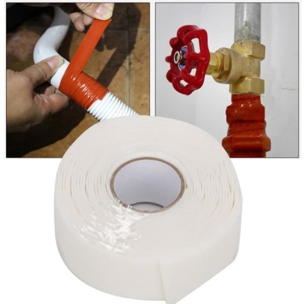 SIB självhäftande tejp Vattentät tejp Anti-läckagetejp Rörreparationsmaterial Bredd 2,5 cm (Vit)