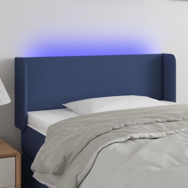 LED sänggavel - FDIT - Blå - 103x16x78/88 cm - Tyg