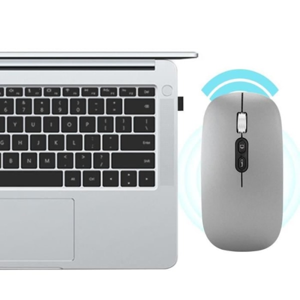 SIB uppladdningsbar trådlös mus 2,4 GHz, ergonomisk optisk mus för hemdator (grå)