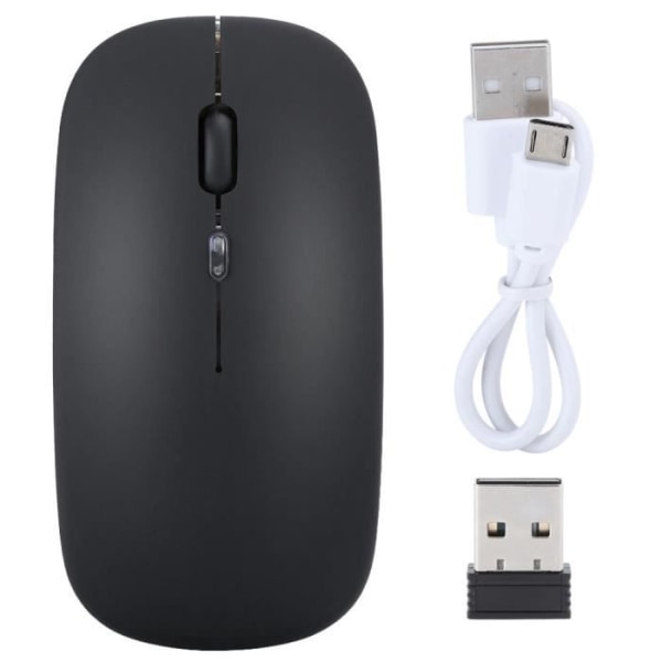 HURRISE trådlös USB-mus 2.4G trådlös mus Uppladdningsbar trådlös USB-spelmus med färgglatt LED-ljus (svart)