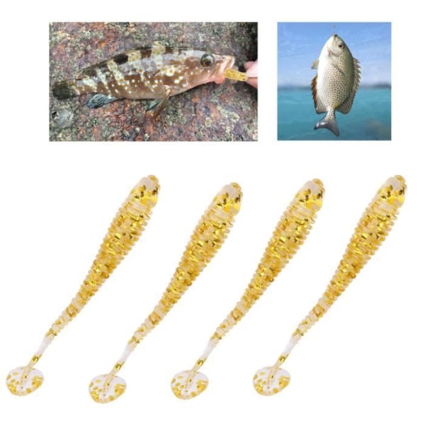 HURRISE beten 50ST 5cm Mjuk plast Fiskedrag T-Tail Grub Mask Beten Fiskredskap Tillbehör Golden