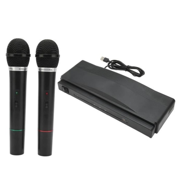JIM-handhållen mikrofon Bärbar trådlös mikrofon 1 mottagare för 2 mikrofoner 2.4G VHF dynamisk karaokemikrofon för